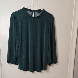 Adrianna Papell Forest Green Patterned Blouse